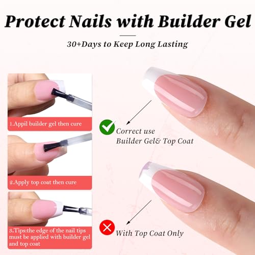 Bellelfin 120Pcs Long French Tip Press on Nails Square Black Fake Nails French Tip, Full Cover Matte Glue on False Nails Nude Acrylic Nails Press on for Women Girls Artificial Fingernails