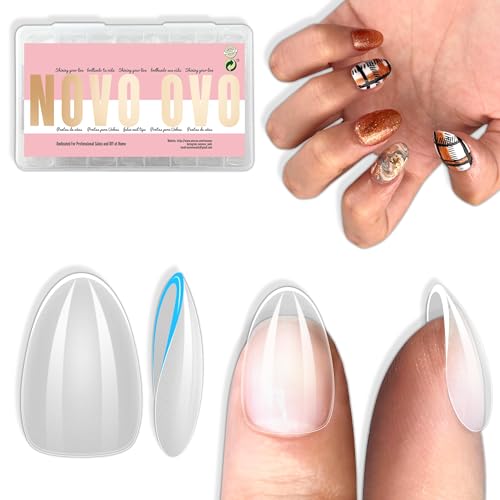 NOVO OVO Extra Short Almond Nail Tips - 224 pcs Full Cover Gel