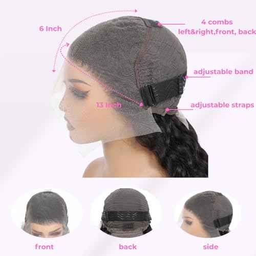 32 Inch Water Wave 13x6 HD Lace Front Wigs Human Hair Pre Plucked 200 Density Deep Part Curly Wig for Women Water Wave Frontal Wigs Human Hair