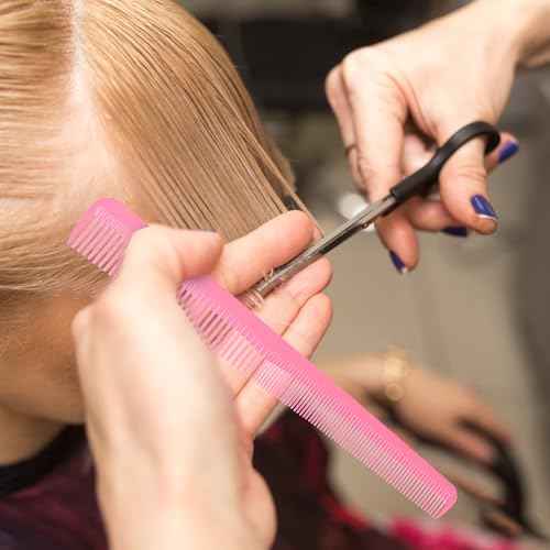 Boao 6 Pieces Tapered Comb Carbon Fiber Salon Hairdressing Fine and Wide Tooth Comb Heat Resistant Tapering Barber Stylist Cutting for Men Women(Pink)