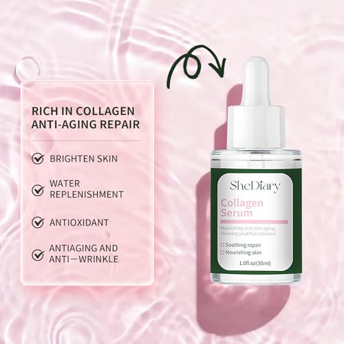 SheDiary Advanced Collagen Serum for Face - Anti-Aging Treatment to Reduce Wrinkles, Firm & Lift Skin, Brighten Tone & Provide Intense Hydration - For All Skin Types