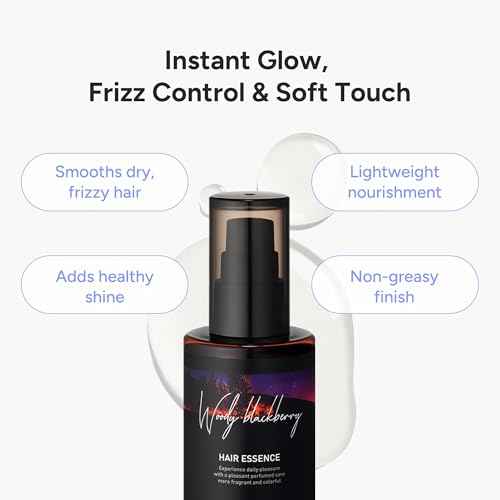Perfumed Hair Oil & Serum 2-in-1 ? Korean Essence Oil for Frizzy, Dry, Damaged Hair & Glass Hair Shine ? Argan Oil & Amino Acids ? Sulfate & Paraben-Free ? Woody Blackberry, 100ml / 3.38 fl oz