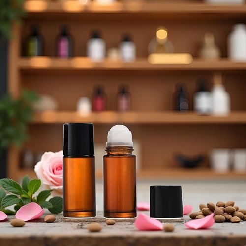 Refillable 50ml Glass Essential Oil Roller Bottles Set of 2 - Travel Fragrance Containers