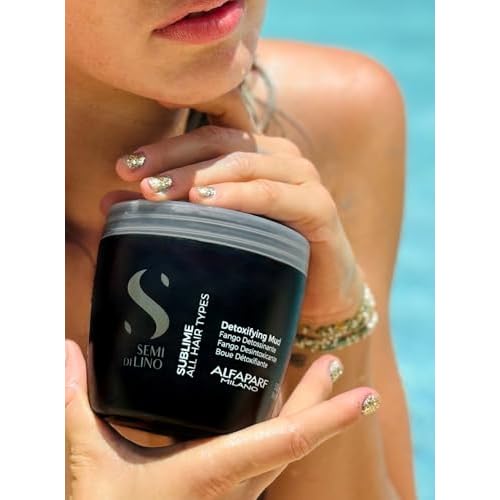 Alfaparf Milano Semi Di Lino Sublime Detoxifying Deep Cleansing Mud Treatment - Safe on Color Treated Hair - Clay-Based Detox for Hair - Professional Salon Quality - 21.1 oz.