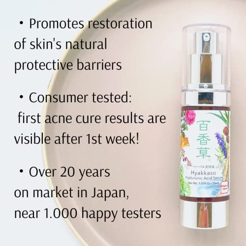 Hyakkaso Hyaluronic Acid Herbal Serum, Natural Skincare, Hot Spring Onsen Water & Minerals, Moisturing and Hydration, All Skin types 30ml 1.01fl Oz