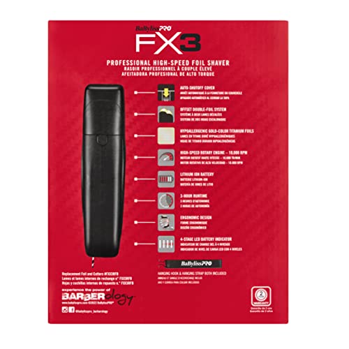 BaBylissPRO Barberology Double Foil Shaver FXX3SB FX3 Professional High-Speed Electric Shaver