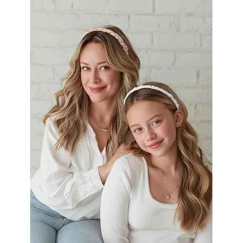 Sunolga 7 Pack Brown Headbands for Women Girls Non Slip Floral Padded Hairbands Cute Pearl Head bands Wide Headbands Trendy Hair Accessories