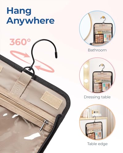 BAGSMART Hanging Makeup Bag with Hook - Large Capacity Cosmetic Organizer