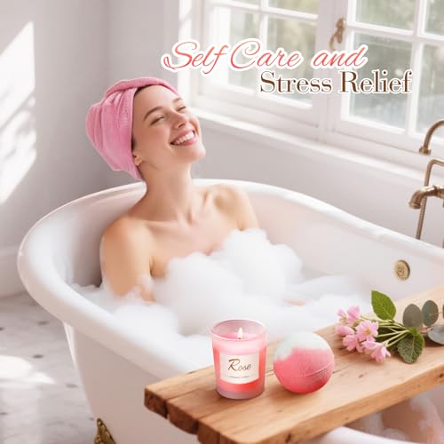 Pink Spa Relaxation Gift Set for Women - Pamper Gift Basket with Mug & Candle