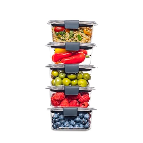 Rubbermaid Brilliance BPA Free Food Storage Containers Bundle with Lids, Set of 2 (9.6 Cup) and Set of 5 (1.3 Cup)