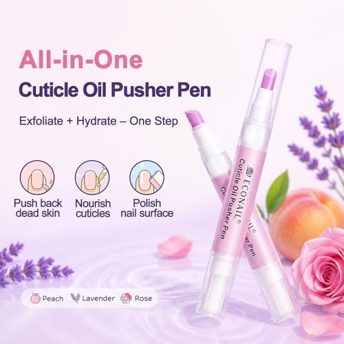 Econail Ceramic Cuticle Remover Pen & Hydrating Cuticle Oil Set, 3 Pack