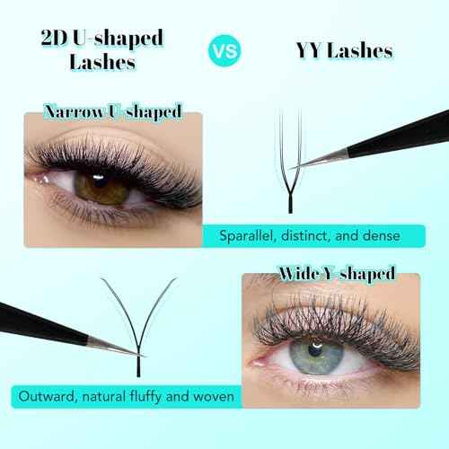 VAVALASH U Lash Extensions C Curl 0.07mm 8-15mm Mix Tray 2D UU Lash Fans Eyelash Extension U Shaped Natural Wispy Volume Lashes Extension Soft Matte Black Lashes (UU-0.07-C-8-15mm)