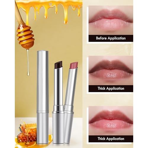 Tinted Lip Balm-2Pcs Hydrating Black Brown Pink Sugar Color Lip Tint Moisturizer,Shiny Honey Lip Care Balm for Dry Lip,Moisturizing Sheer Lip Gloss Lip Treatment, Christmas Lip Makeup Gift for Women