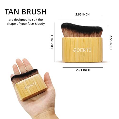 Tanning Brush for Self Tan GOERTI Fake Tan Body Brush Kabuki Foundation Brush for Face Body Blending Makeup Brush for Self Tan, Bronzer, Shimmer, Concealer or Highlighter, With Protective Case