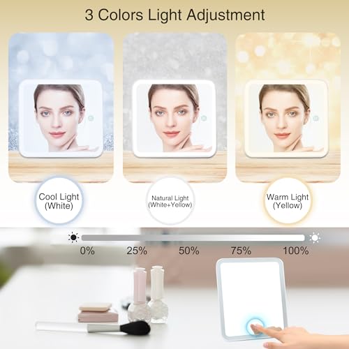 Travel Makeup Bag with LED Mirror & Brush Storage