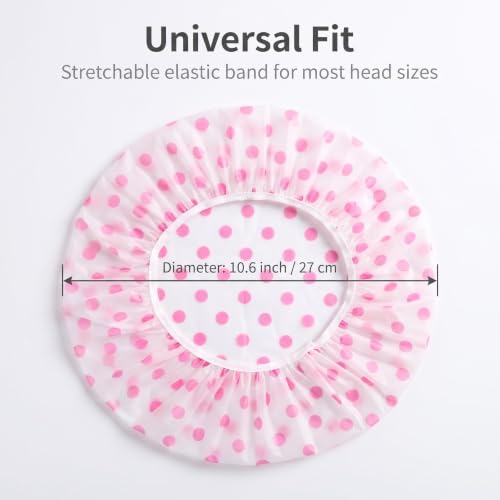 6 Pack Waterproof EVA Shower Caps with Elastic Band
