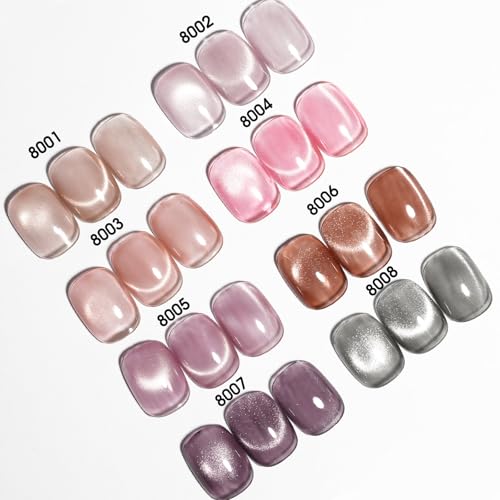 CANNI Cat Eye Gel Nail Polish Set - 8 x 9ml Magnetic Shimmer Colors