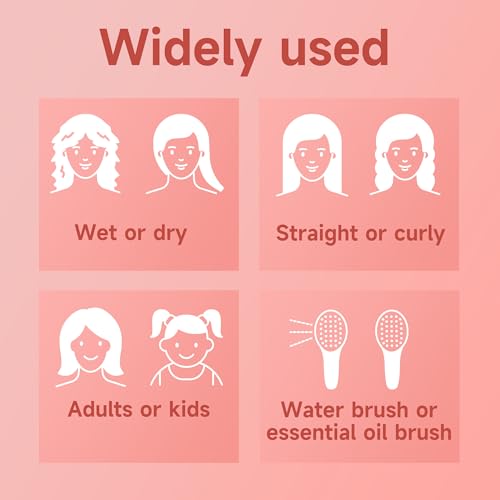 Portable 2-in-1 Kids Detangler Brush with Water Spray - Pink