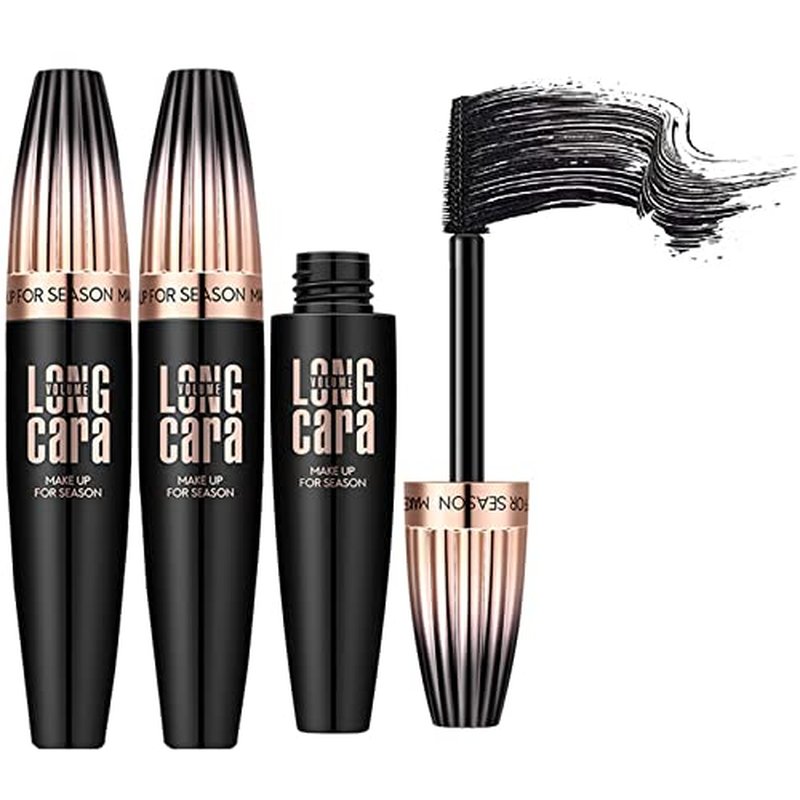 4D Silk Fiber Mascara Black Waterproof Volume & Length - 2 Pack