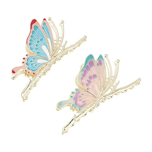 2 Pcs Butterfly Metal Hair Claw Clips Large Hair Claw Nonslip Hair Barrettes Strong Hold Hair Clamps Fashion Hair Accessories for Woman and Girls With Long Thick Thin Curly Hair