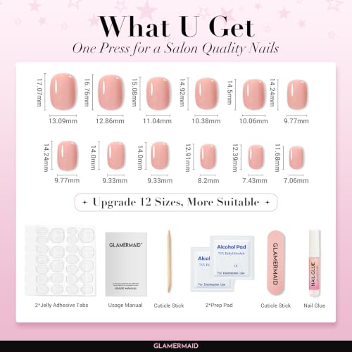 GLAMERMAID Light Cinnamon Short Press-On Nails - Nude Pink Fake Nails