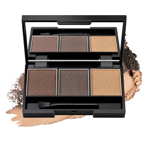 3-Color Waterproof Eyebrow Powder Palette with Mirror & Brush