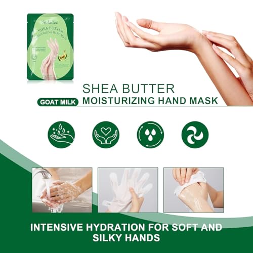 SULADEC Hydrating Hand Mask Gloves with Shea Butter & Goat Milk - 5 Pairs