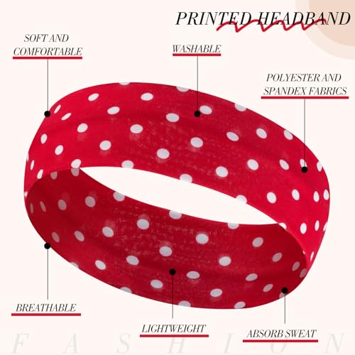 8 Pack Polka Dot Y2K Headbands for Women | Non-Slip