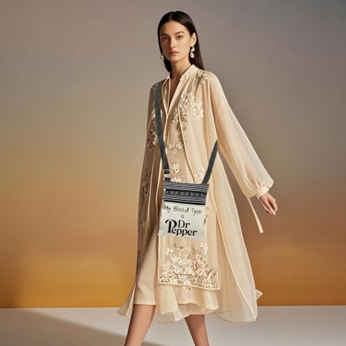 DR.P Letter Print Crossbody Bag with Adjustable Strap