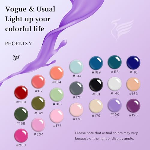 Phoenixy 24-Piece Gel Nail Polish Set with Base, Glossy & Matte Top Coat