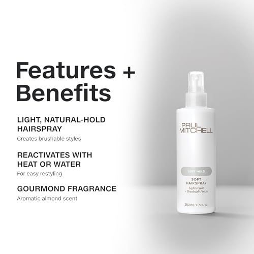 Paul Mitchell Soft Hairspray, Lightweight, Soft Hold + Brushable Finish, For All Hair Types