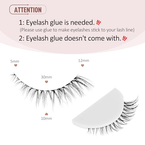Onlyall Natural Wispy False Eyelashes 12mm Clear Band H24