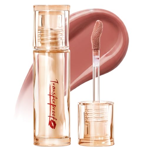 FOCALLURE Transferproof Lip Gloss - 16HR Wear, Plumping, Mocha Nude
