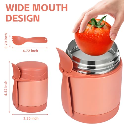 Pawtong 10oz Soup Thermo for Hot Food Kids Insulated Food Jar,Thermo Hot Food Lunch Container, Width Mouth Stainless Steel Lunch Box for Kids with Spoon (Pink-mermaid)