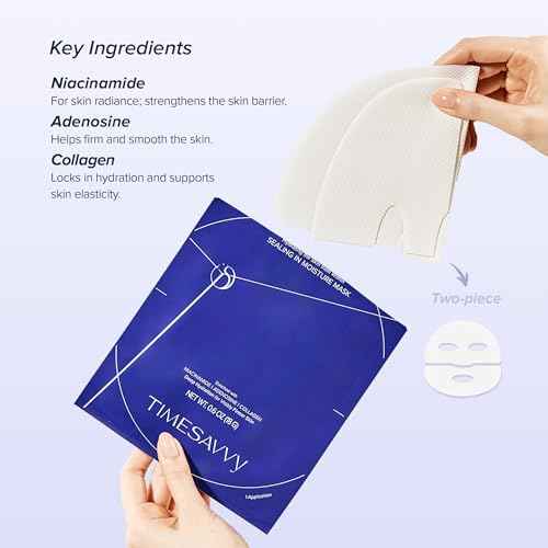 Sealing-in-Moisture Mask | No-Slip, No-Drip, No-Mess 15-Minute Triple-Layer Sheet Mask | Niacinamide, Adenosine &Collagen for Hydration,Firming & Glowing Skin | (18gx5ea)