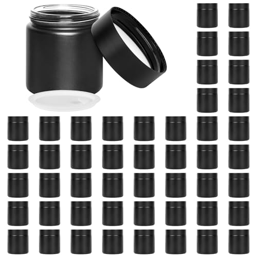 4 oz Glass Jars with Lids, Large Empty Jars, Airtight Cosmetic Containers for Candle Making, Lotions, Ointments, Bulk Storage, DIY Crafts (36 Pack, Black Frosted)