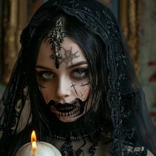 Halloween Face Tattoos - Devil & Skeleton Mouth Designs