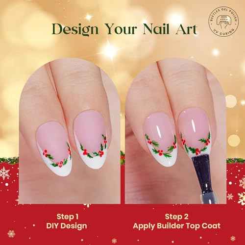 Beetles X Press Kit Gel Nail Kit, Press On Nails Short Almond Kit with 224Pcs French Nail Tips Nail Glue & Remover Builder Top Coat Mini Nail Lamp All-in-One DIY Nail Kit Gift for Women