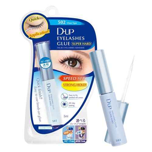 D-UP False Eyelash Glue, Quick-Setting Lash Glue for Eyelash Extensions, Easy-to-Use Eyelashes Strips for Beginners, Strong Hold Lash Extension, Seamless Finish, Made in Japan, 502, Clear