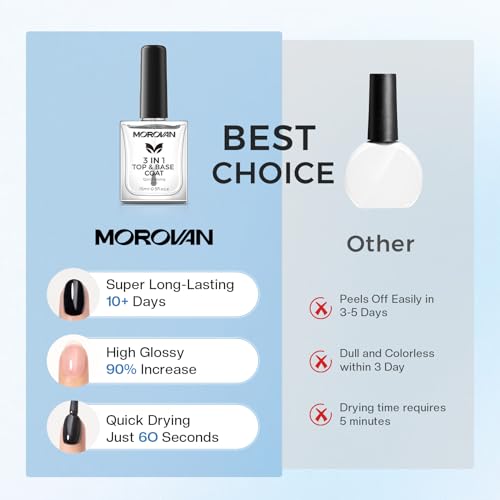 Morovan 3-in-1 Nail Strengthener & Quick Dry Top Coat