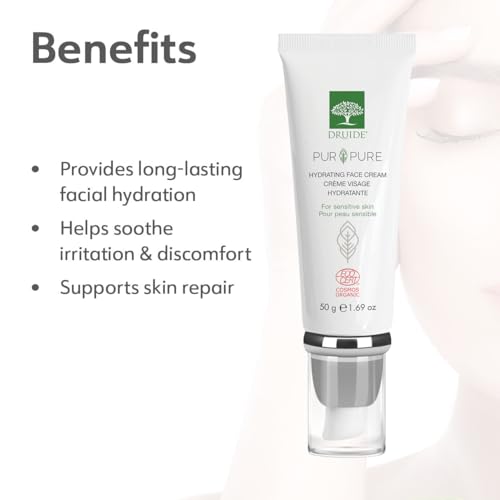 Laboratoires Druide Pur&Pure Hydrating Face Cream Care Organic Moisturizer Cream for Sensitive Skin Ultra-gentle Hypoallergenic ? 50 g (1.69 oz) Fragrance-Free,skin soft, Made in Canada