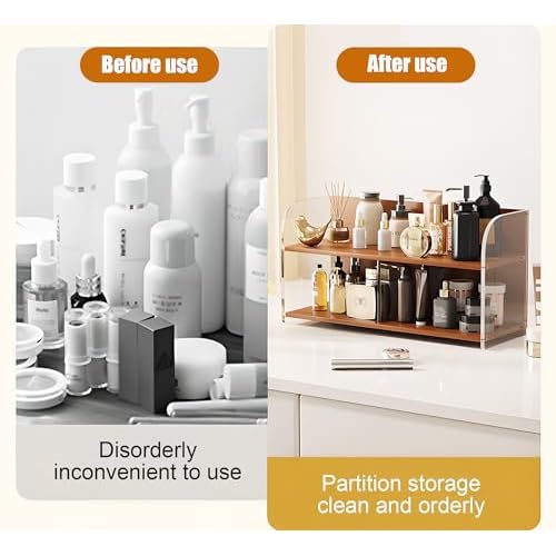 20 Inches Bamboo Cosmetic Organizer, Large Vanity Organizer, Makeup Organizer Countertop, Skincare Organizer Countertop
