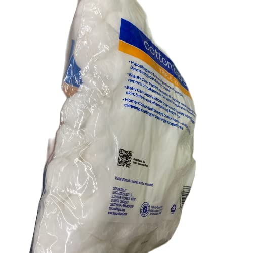 TopCare Triple Size Cotton Balls for Beauty & Personal Care - 200 Count