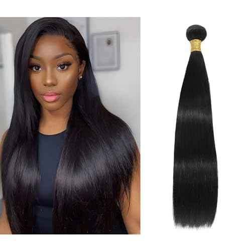 YAREESONG Straight Human Hair Bundles 12A Brazilian Human Hair 1 Bundles 100% Unprocessed Virgin Human Hair Weave Human Hair Extensions Natural Black Color 24 Inch