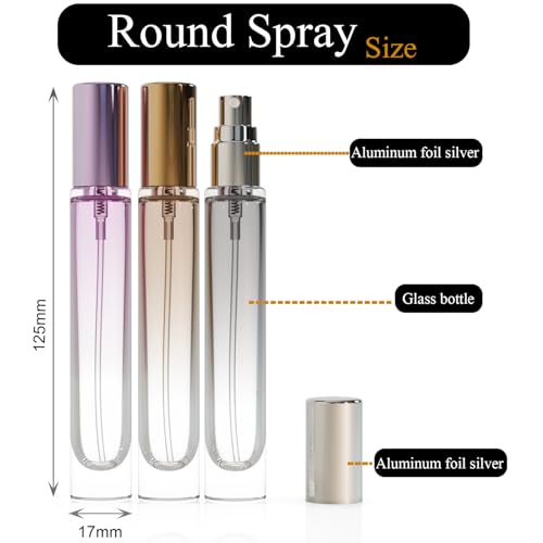 10ml Refillable Glass Perfume Spray Bottles - 5 Pack Travel Atomizers