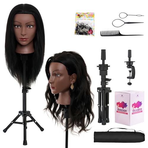 Human Hair Mannequin Head 20-22 Inch with Stand & Clamp