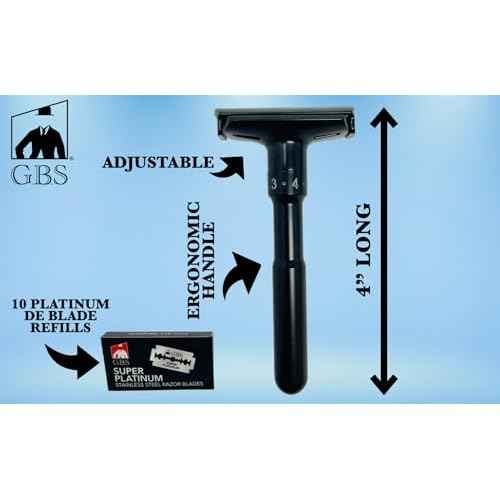 G.B.S Men's Shaving Set, Heavy-Duty Adjustable Double Edge Safety Razor and Shave Mug, Natural Soap, Blades, Shaving Brush and Razor Stand After Shave Balm Pre-Shave Oil