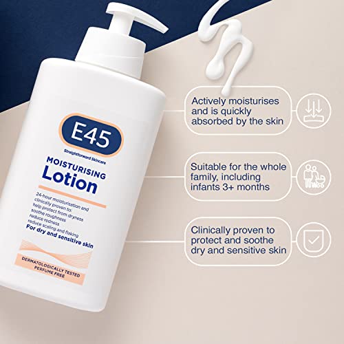 E45 Dermatological Moisturising Lotion, 500 ml, Pack of 5