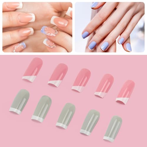 French Tip Nail Stamper Set - 4 Silicone Stamps & Scrapers for Manicure & Nail Art