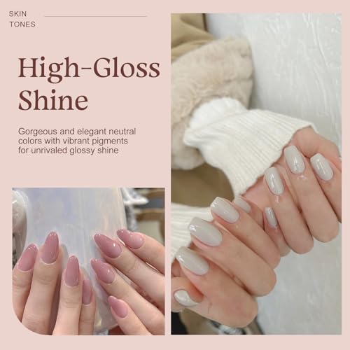 TONITU G · Gel Nail Polish Set 6 Colors Gel Polish Kit, Light Grey Soft Pink Pastel Blue Lavender Pale Yellow Blush Nail Art Design Soak Off LED at Manicure DIY Home Salon Gifts for Women Girls